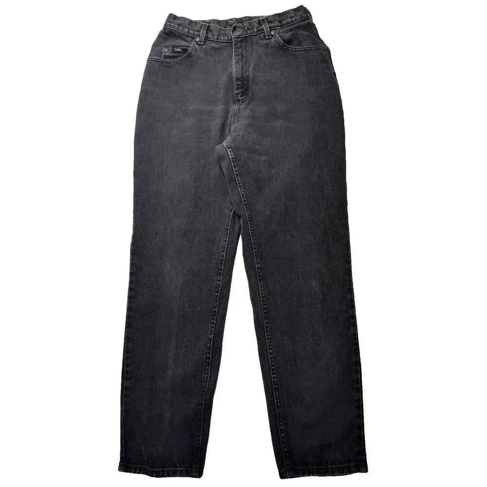 LEE Women Size 12M Black‎ High-Rise Tapered Leg Denim Jeans